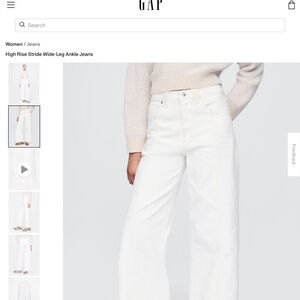 Gap white jeans, high rise stride ankle, 4s